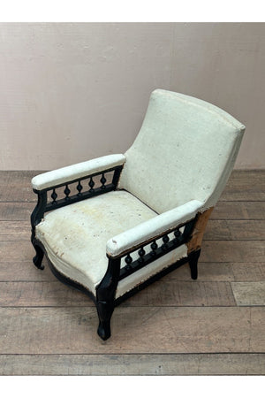 Pair of spindle sided armchairs 'as is'