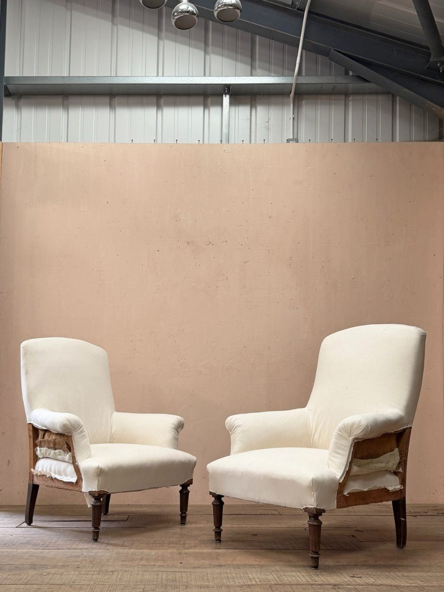 Pair of square back armchairs
