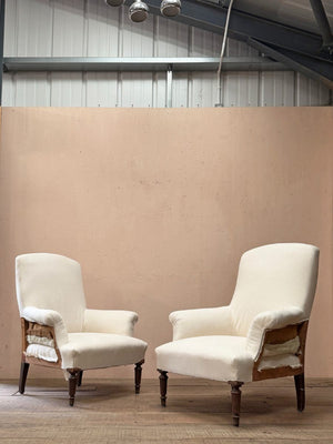 Pair of square back armchairs