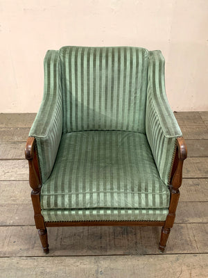 Pair of green striped armchairs
