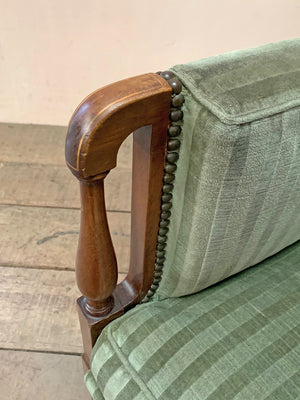 Pair of green striped armchairs