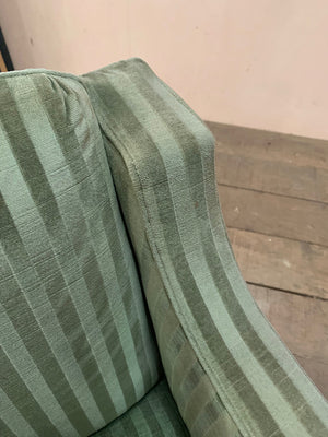 Pair of green striped armchairs