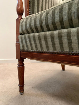 Pair of green striped armchairs