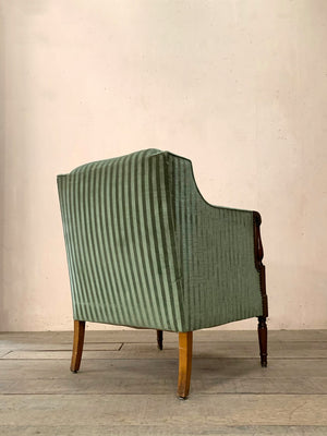 Pair of green striped armchairs