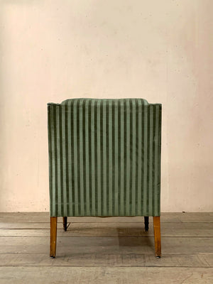 Pair of green striped armchairs