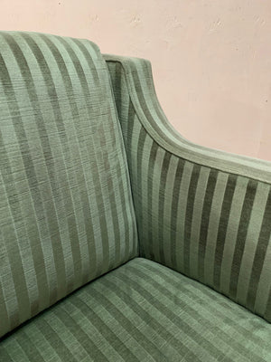 Pair of green striped armchairs