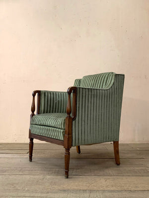 Pair of green striped armchairs
