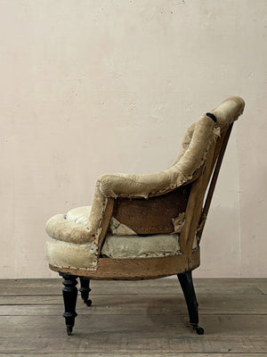 Rolled edge armchair 'as is' (or £1,280 re-upholstered, ex. fabric)