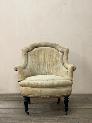 Rolled edge armchair 'as is' (or £1,280 re-upholstered, ex. fabric)