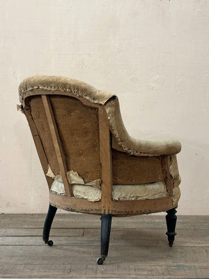 Rolled edge armchair 'as is' (or £1,280 re-upholstered, ex. fabric)