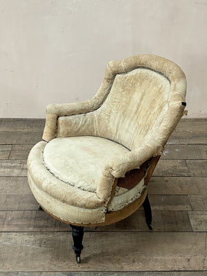 Rolled edge armchair 'as is' (or £1,280 re-upholstered, ex. fabric)