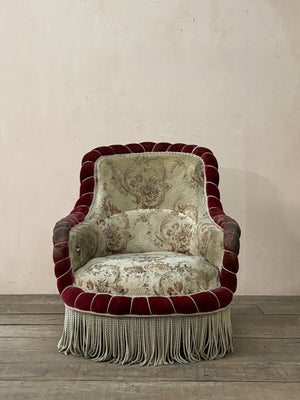 Rope edge armchair 'as is' (or £1,400 re-upholstered, ex. fabric)