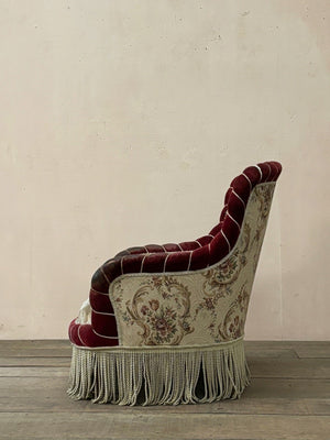 Rope edge armchair 'as is' (or £1,400 re-upholstered, ex. fabric)