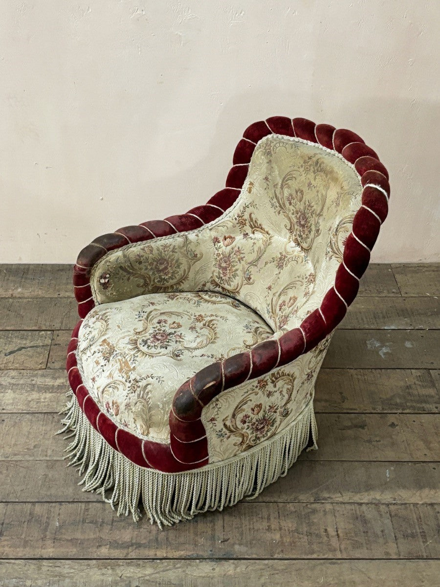 Rope edge armchair 'as is' (or £1,400 re-upholstered, ex. fabric)