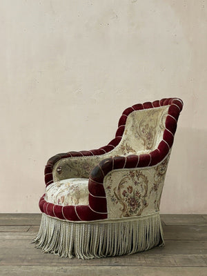 Rope edge armchair 'as is' (or £1,400 re-upholstered, ex. fabric)