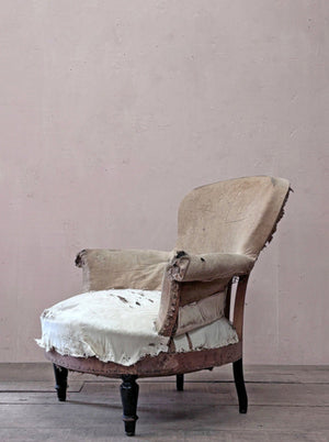 Rounded back armchair 'as is' (or £1,100 re-upholstered, ex. fabric)