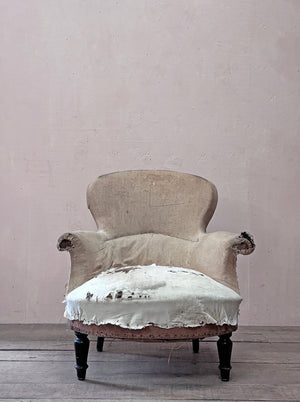 Rounded back armchair 'as is' (or £1,100 re-upholstered, ex. fabric)