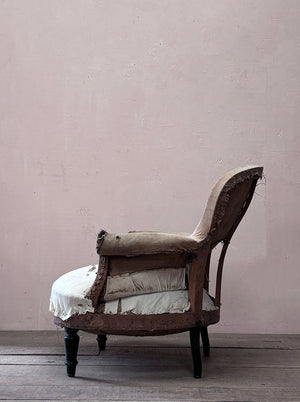 Rounded back armchair 'as is' (or £1,100 re-upholstered, ex. fabric)