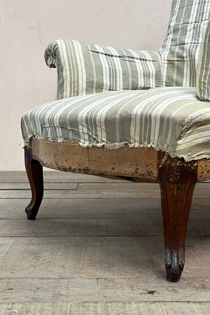 Ticking armchair 'as is' (or £1,460 re-upholstered, ex. fabric)