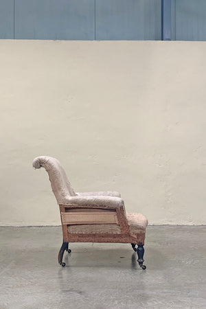 Scroll back armchair ('as is' or £1,200 inc. re-upholstery, ex. fabric)
