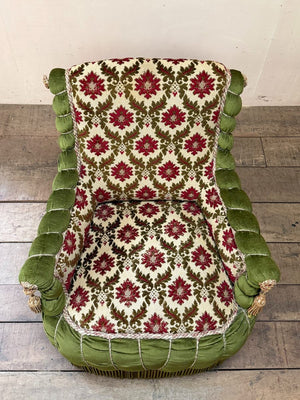 Scroll back armchair with rope edge