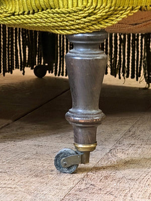 Scroll back armchair with rope edge