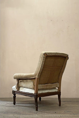 Square back armchair on fluted legs 'as is'