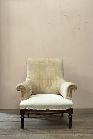 Square back armchair on fluted legs 'as is'