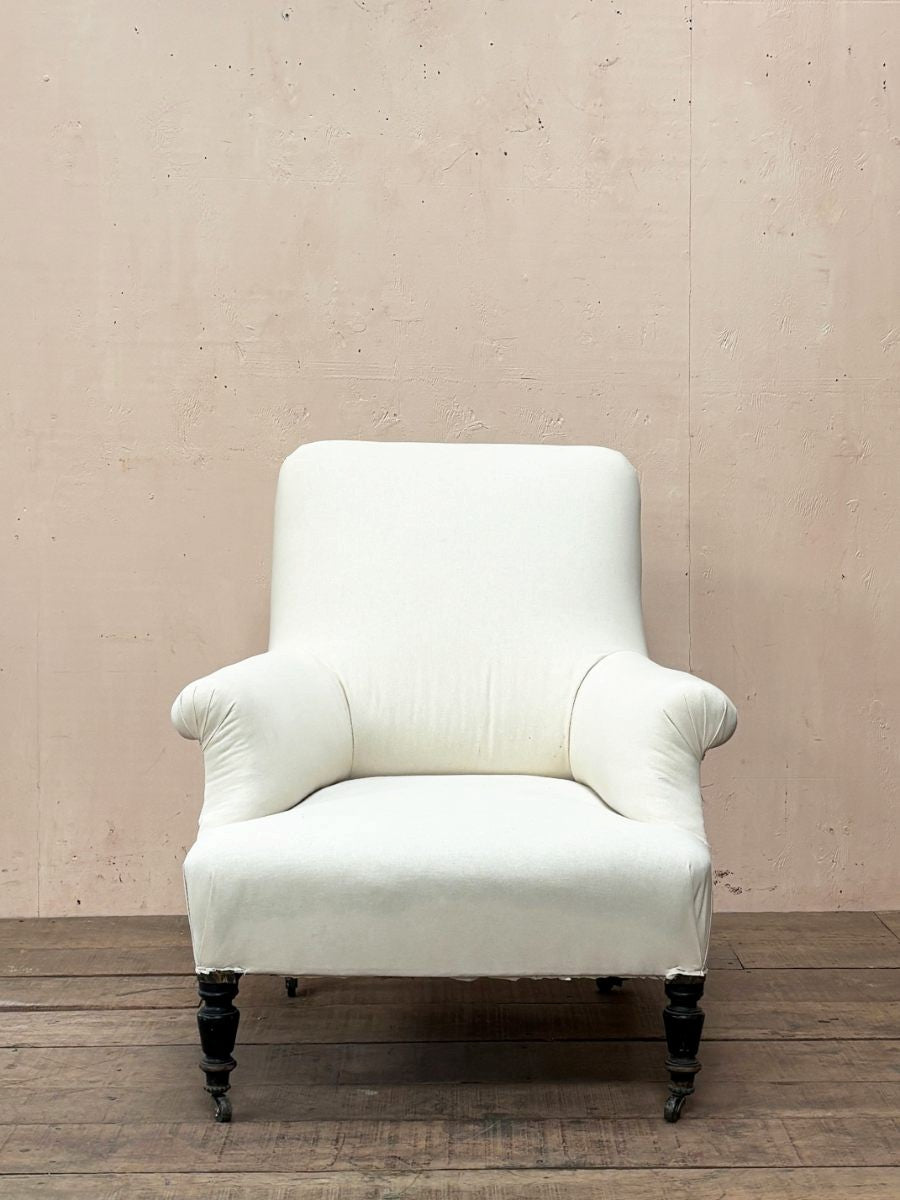 1860's square back armchair (inc. finishing the upholstery)