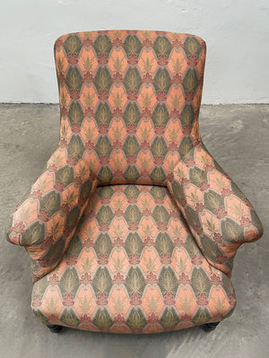 Patterned high back armchair 'as is'