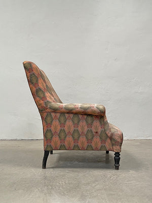 Patterned high back armchair 'as is'