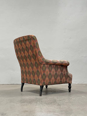 Patterned high back armchair 'as is'