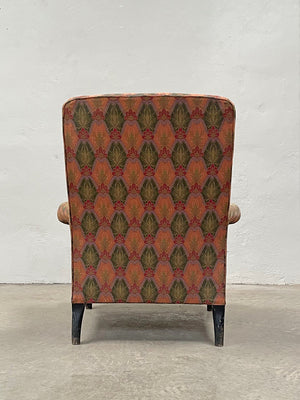 Patterned high back armchair 'as is'