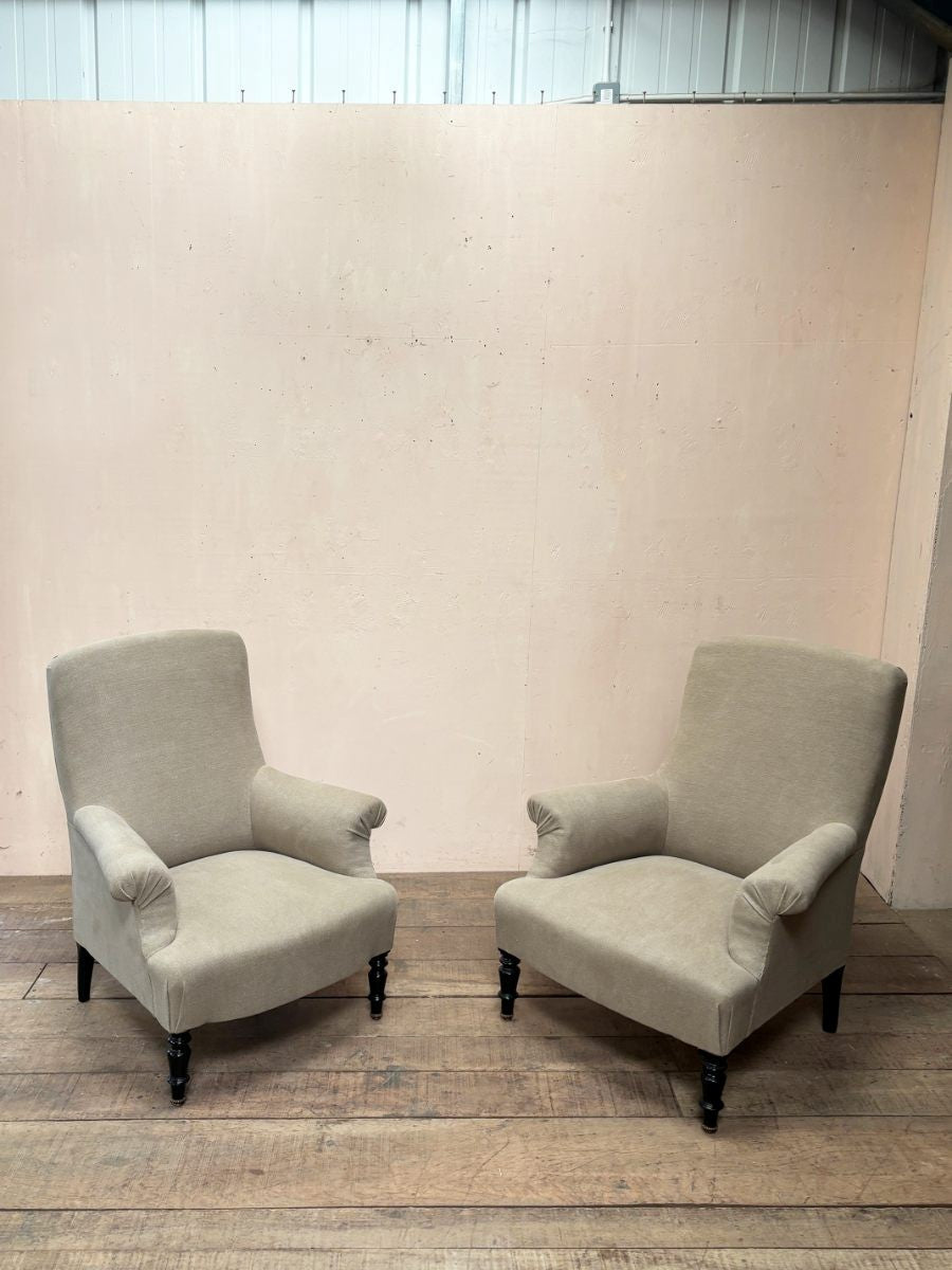 Taupe linen armchairs (priced individually)