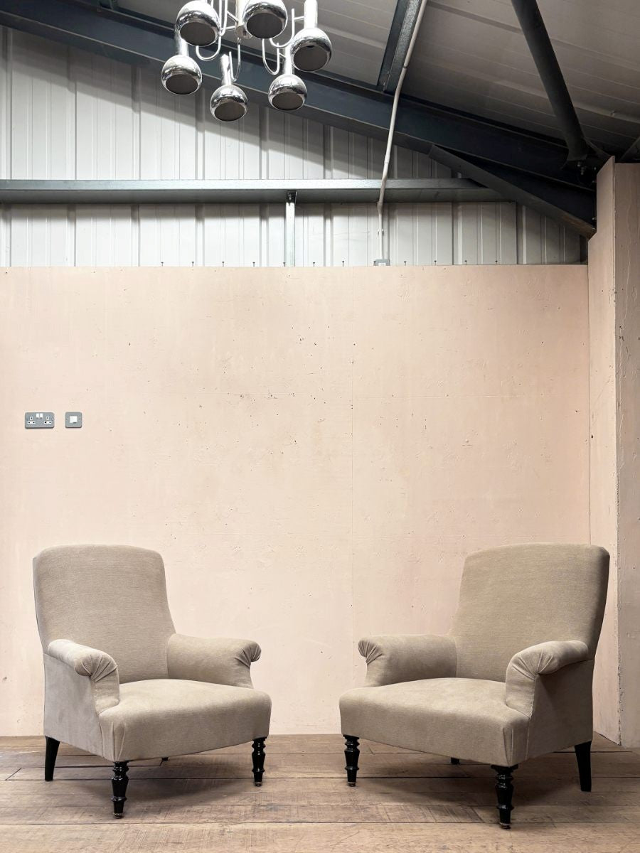 Taupe linen armchairs (priced individually)
