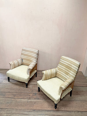Pair of late 19th century armchairs (inc. re-upholstery, ex. fabric) (Reserved)