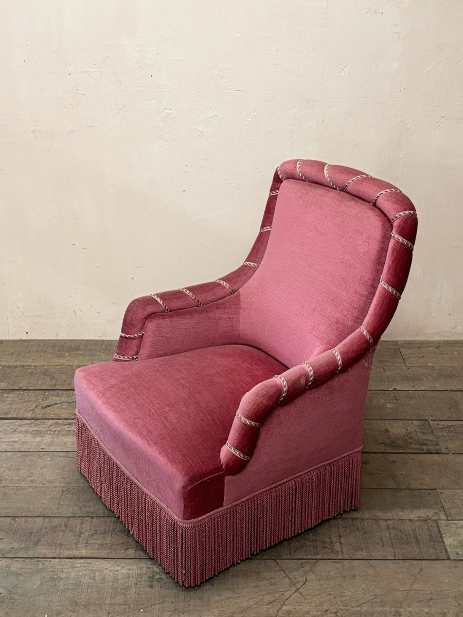 Velour armchair 'as is'