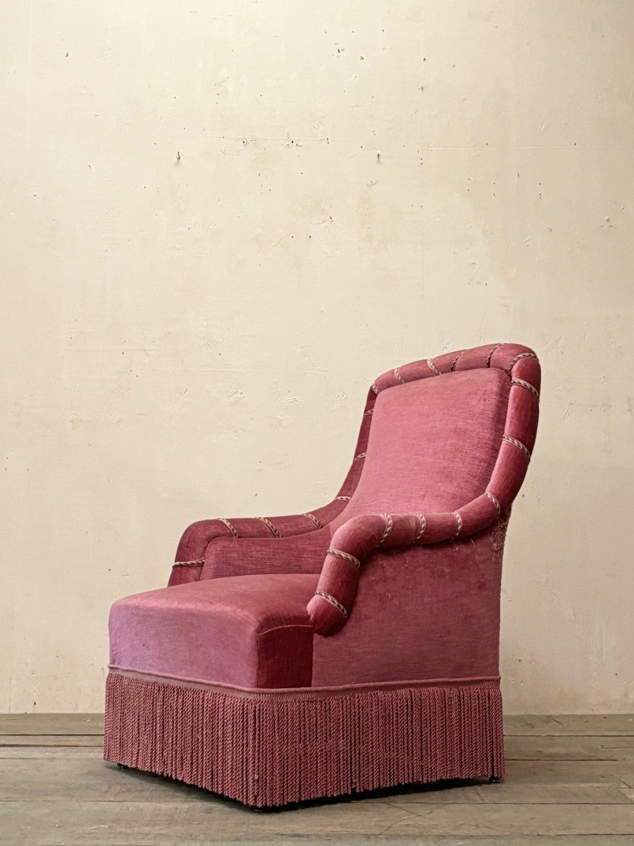 Velour armchair 'as is'