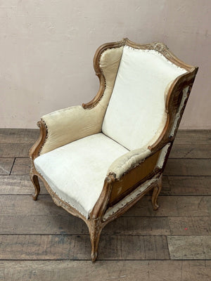 Walnut wing armchairs (pair, 'as is')