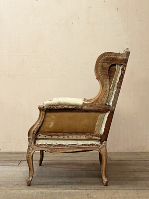 Walnut wing armchairs (pair, 'as is')