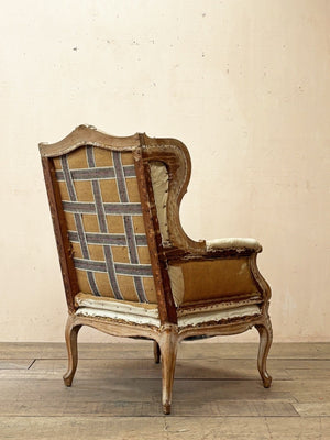 Walnut wing armchairs (pair, 'as is')