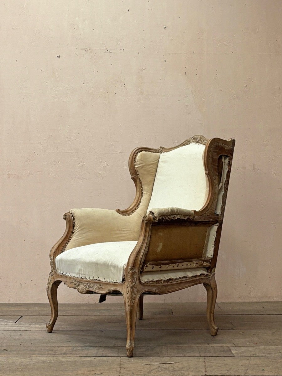 Walnut wing armchairs (pair, 'as is')