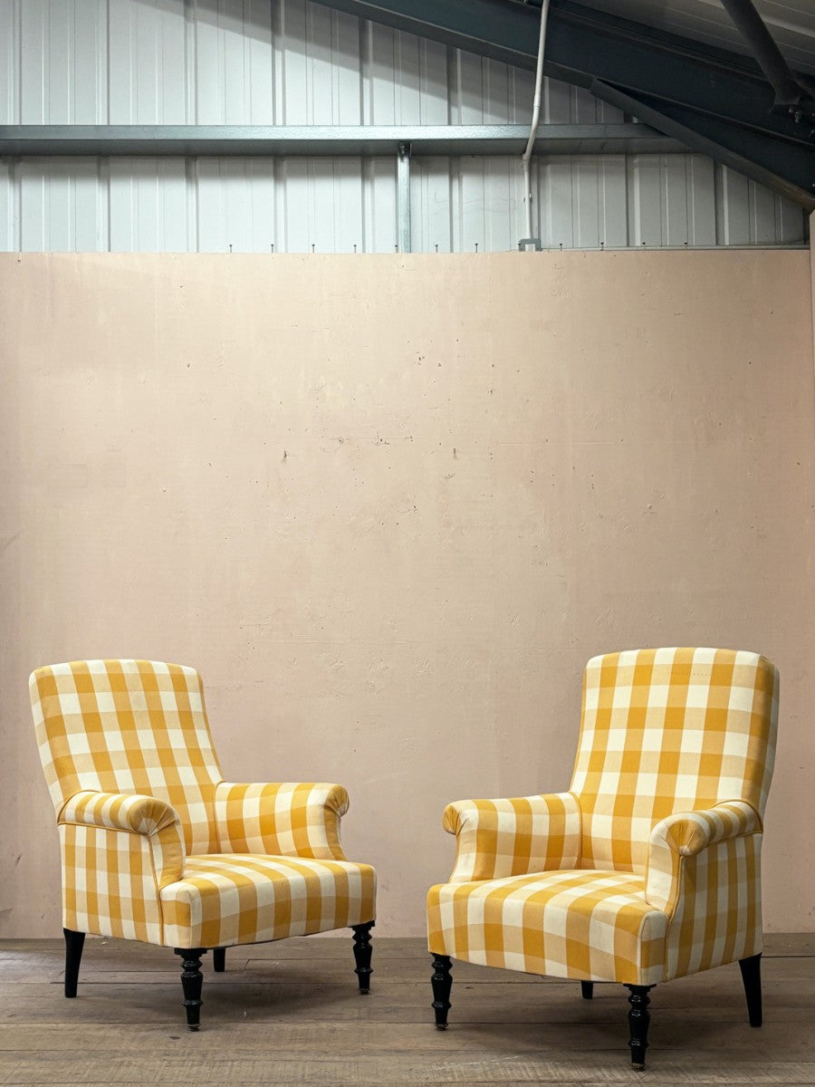 Yellow check armchairs 'as is'