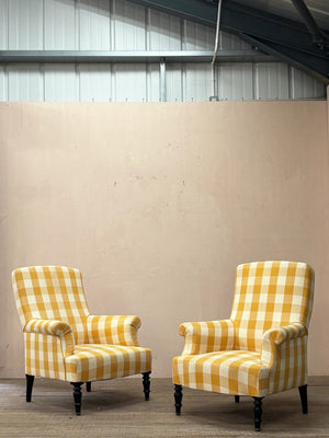 Yellow check armchairs 'as is'