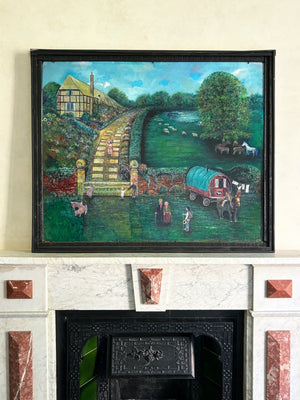 Folk art country scene