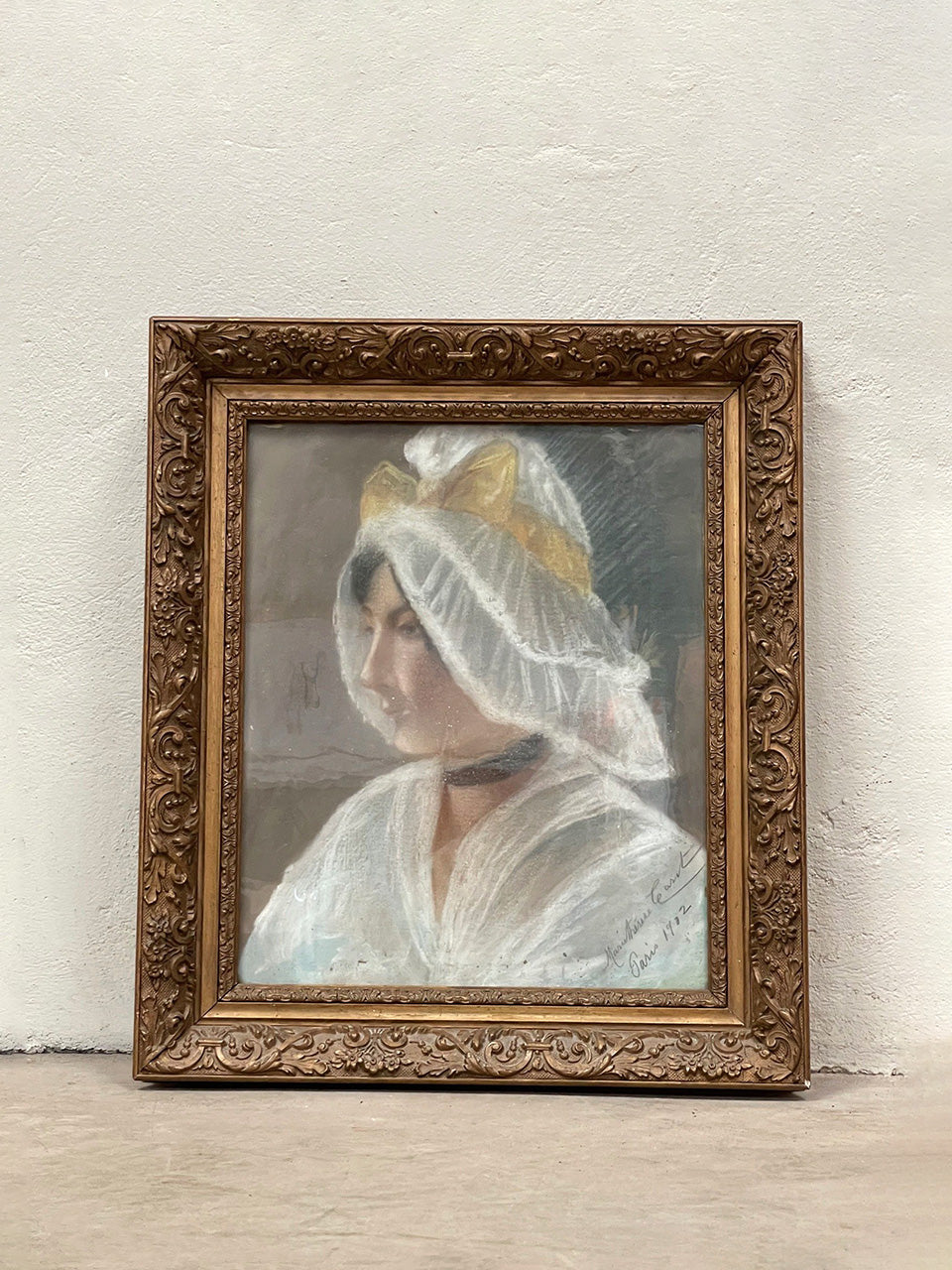 Framed chalk on canvas