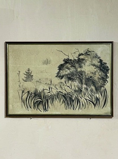 Framed lithograph on paper