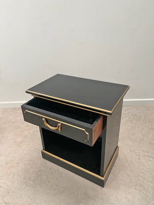 Pair of ebonised bedside cabinets