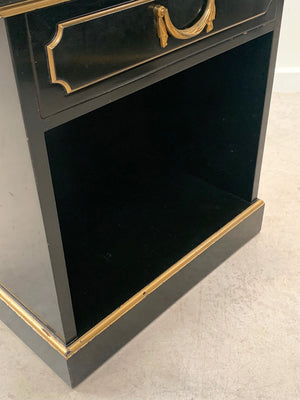 Pair of ebonised bedside cabinets