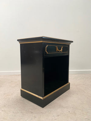 Pair of ebonised bedside cabinets